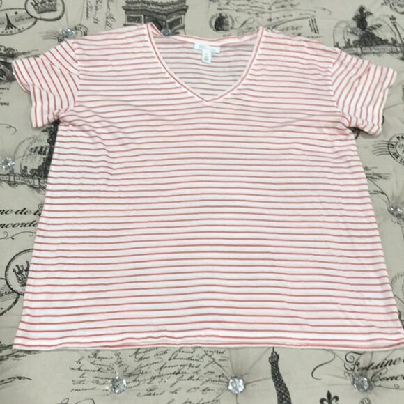 NORDSTROM SIGNATURE Striped V-Neck Tee - Picture 3 of 6